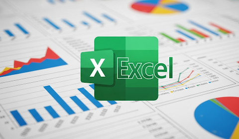 Logo de Microsoft Excel sobre una hoja de cálculo