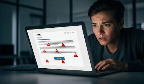 Alerta de correo electrónico sospechoso en una laptop
